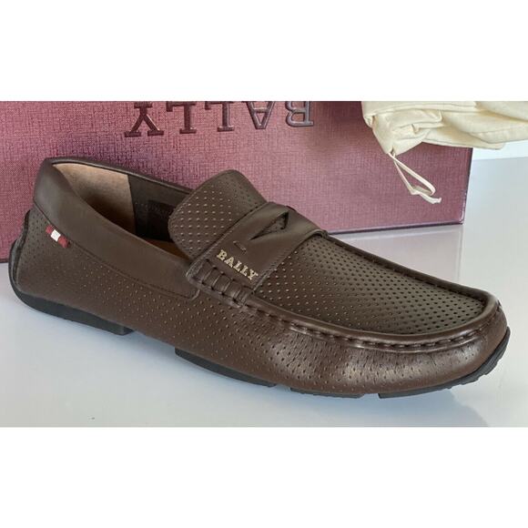 Bally Perforated Men's Calf Leather Driver Loafers Coconut 11 D US 6231354 NIB - Picture 4 of 10